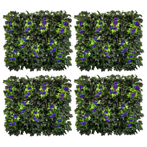 Artificial Expandable Ivy Privacy Fence Screen (BRANCH-PURPLE ROSE)