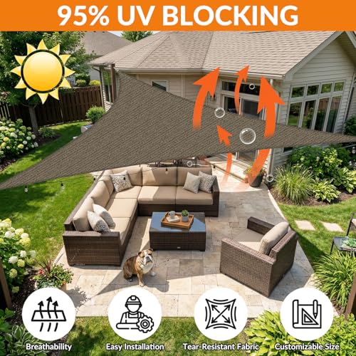 22'X23' Sun Shade Sail Brown Curved Square Customizable (Brown / 22'X23' custom)