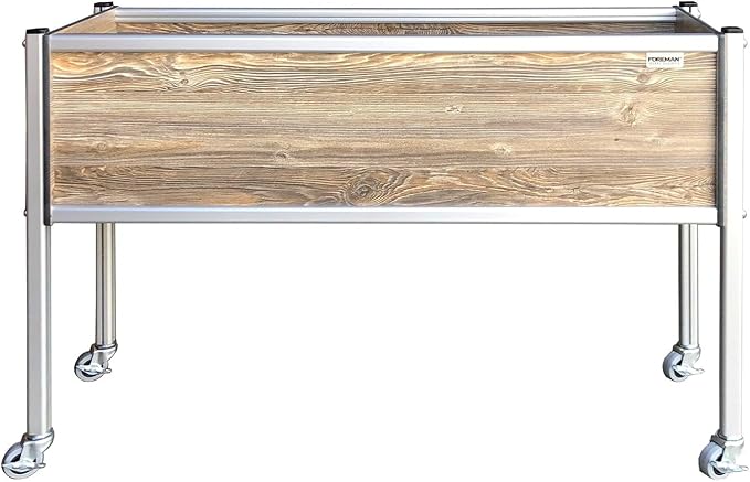 Foreman Raised Garden Bed with Wheels- Outdoor Garden Box- Outdoor Planter Box- 36”Lx12”Wx27”H - Elevated Planter Box for Backyard Patio Balcony- Amaretto