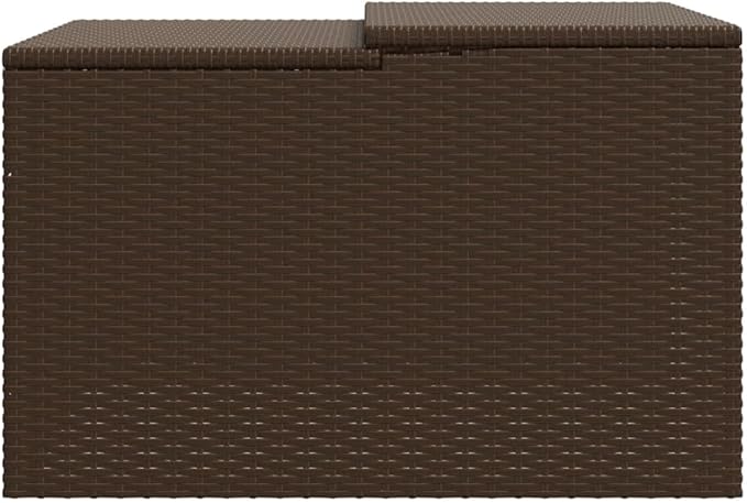 vidaXL Robot Mower Garage - Brown Poly Rattan, Weather- Storage Shed, 33.9"x35.4"x20.5"/22.4" for Garden Robotic Lawn Mower