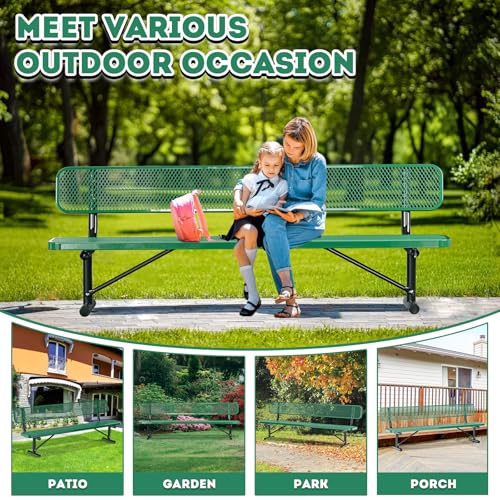 8Ft Outdoor Bench with Back Portable Frame