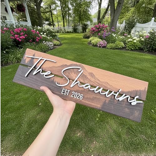 Custom Mountain Family Name Sign (Small)