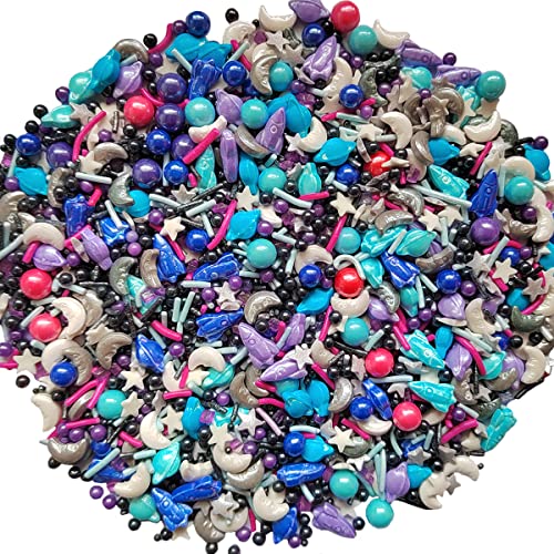 Space Theme Sprinkles Planet Moon Rocket Stars Sugar Sprinkle Baking Cake Cupcake Ice Cream Donut Decoration 3.35 Ounces (3.3 Ounce)