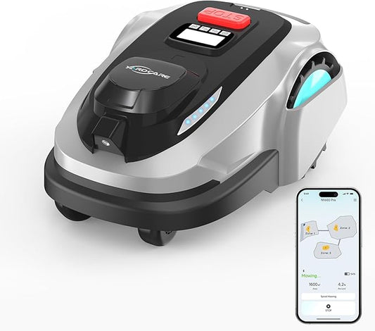 N1600 PRO Robot Lawn Mower, Wireless Design with RTK+Vision Navigation, 0.4 Acre Coverage, APP Smart Control Robot Lawn Mower, Multi-Zone Mowing, Curved Path, Adjustable Cutting Height