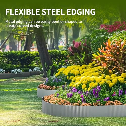 Garden 20 Feet Corrugated Edging (Silver-Narrow Wave / 8"x20')