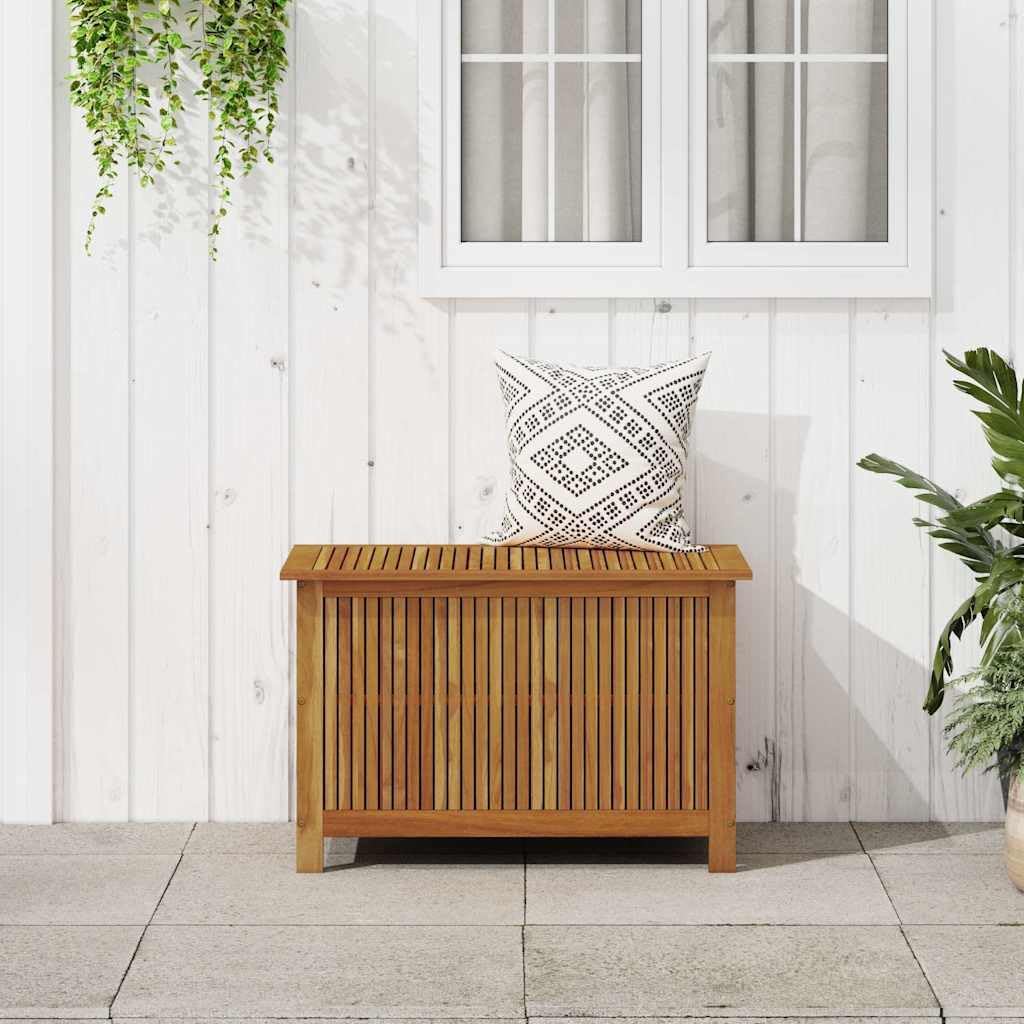 vidaXL Wooden Deck Box - Outdoor Teak Storage Chest, Ideal for Patio Furniture Cushions, Pool Accessories, Garden Tools - Water-Resistant Bag Inside - 35.4''x19.7''x22.8'', Solid Acacia Wood