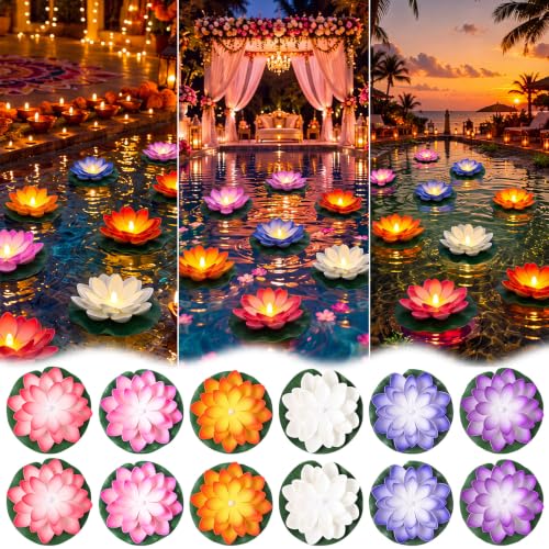 24 Pcs Floating Lotus LED Lights (6 Colors / 5.91 Inch)