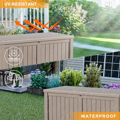 150Gal Outdoor Storage Box Waterproof Lockable Deck Box (Grey / 150 Gallon)