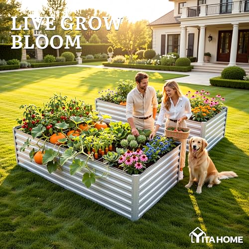 2pcs 8x4x2ft Galvanized Raised Garden Bed (8x4x2ft 2pcs / Silver)