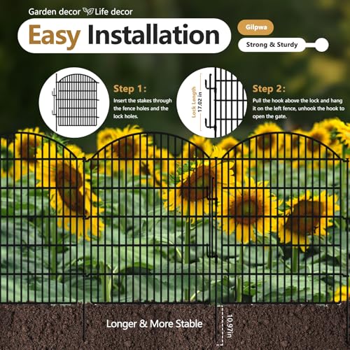 15 Panels Decorative Garden Fence with Lock (40in(H) X 36.25ft(L))