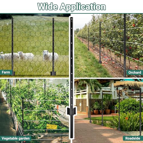 Metal Fence Posts 4 FT Black (Black / 4FT-10Pack)