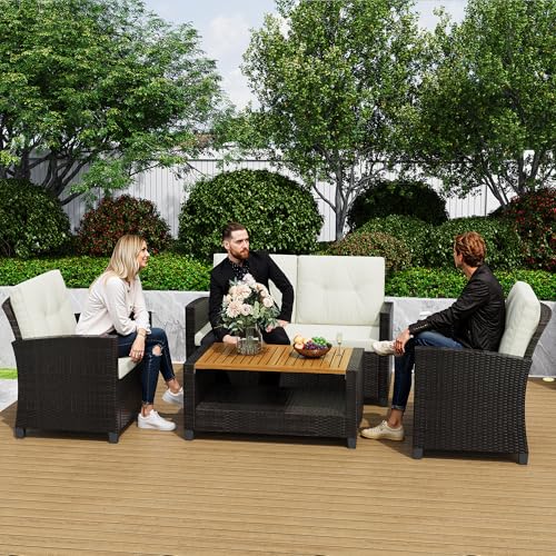 4 Piece Patio Furniture Set (Beige / 4)