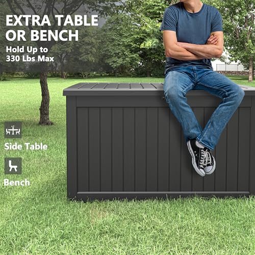 280 Gallon Outdoor Storage Box Waterproof Deck Box for Patio (Black / 280 Gallon)