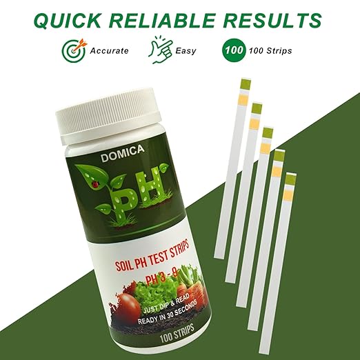 100 Soil pH Test Strips (pH 3-9) Soil Testing Paper, Mud pH Tester for Garden Lawn Grass Flower Vegetable Compost Indoor and Outdoor Plants