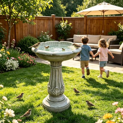 23.23”Tall Resin fiber Outdoor Bird Baths for Garden (23.23''H)