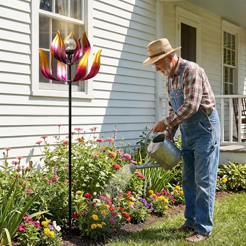 Solar Wind Spinners Outdoor for Yard and Garden (Lotus Flower)