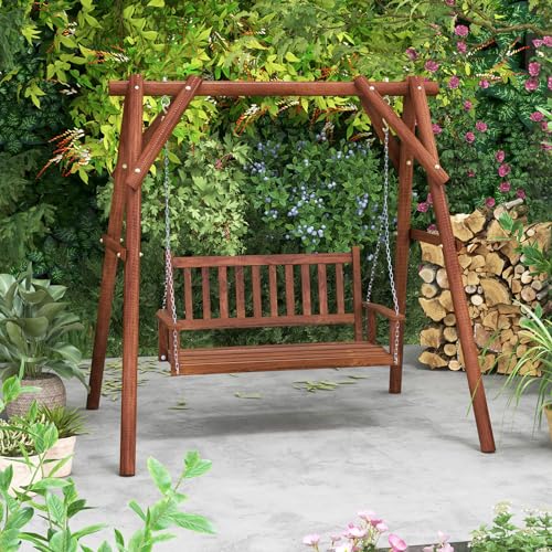 2 Person Wooden Outdoor Porch Swing (For 2 Person / Brown)