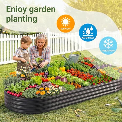 2Pcs 8ft Galvanized Steel Raised Garden Bed (8×4×1ft(2pcs） / 2-grey)