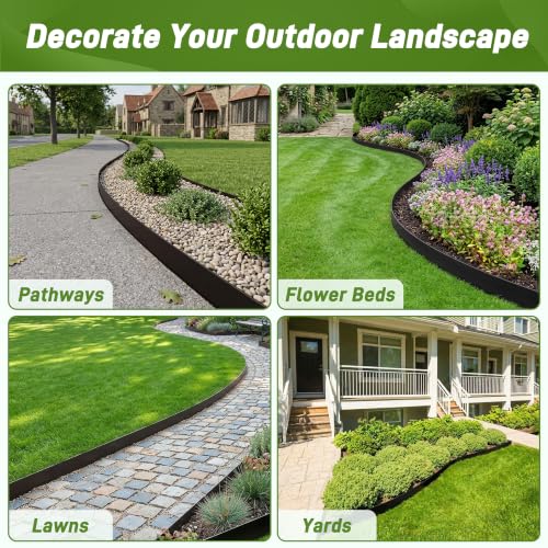 4.72 Inch x 100FT Landscape Edging Border with 150 Stakes (Black / 4.72Inch X 100FT)