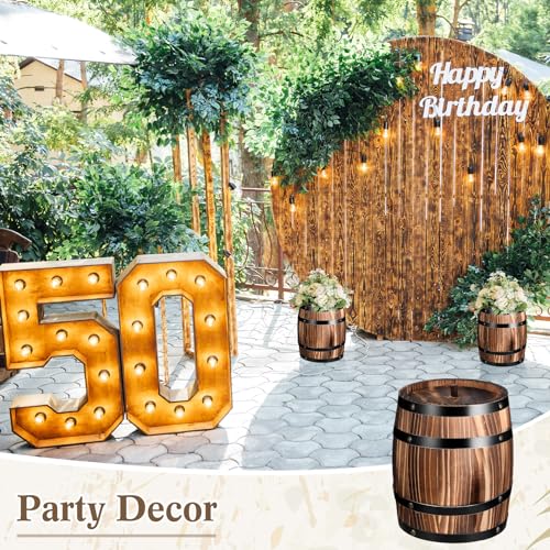 6 Pcs Wood Wine Barrel Vase Flower Vase Container (8 x 6.5 Inch)