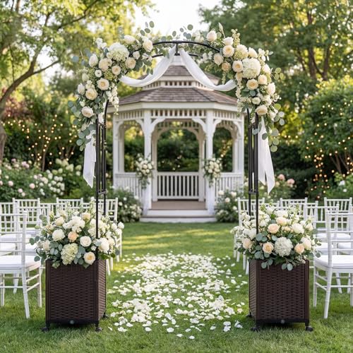 Metal Garden Arch Trellis Arbor with 2 Self