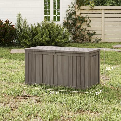 180 Gallon Deck Boxes Outdoor Waterproof (Light Brown / 180 GAL)