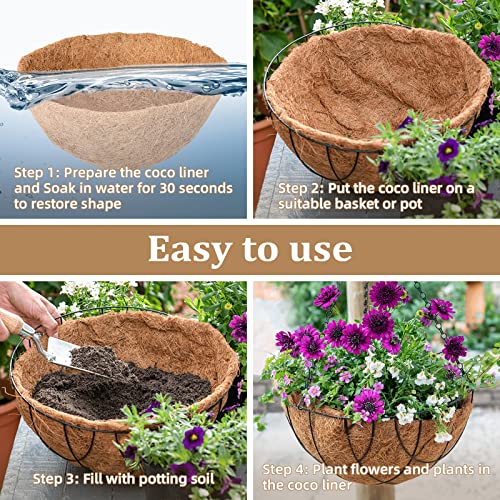 4 Pack 10 Inch Hanging Basket Coco Liners Replacement (4pcs / 10 Inch)