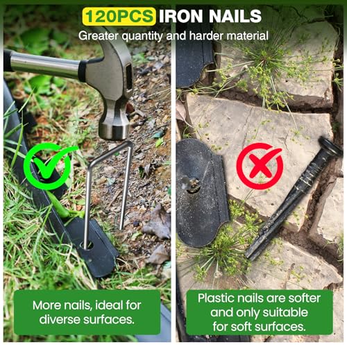 3in Tall 80ft Landscape Edging Kit with 120pcs Metal Spikes (Black / 3in*80ft)