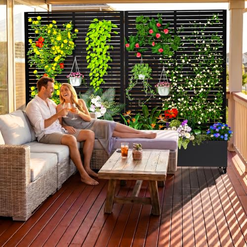 Metal Planter Box with Trellis (Louvered-Black1 / With Planter Box)