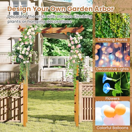 7FT Wooden Garden Arbor Trellis (55''W x 85''H / Honey Brown)