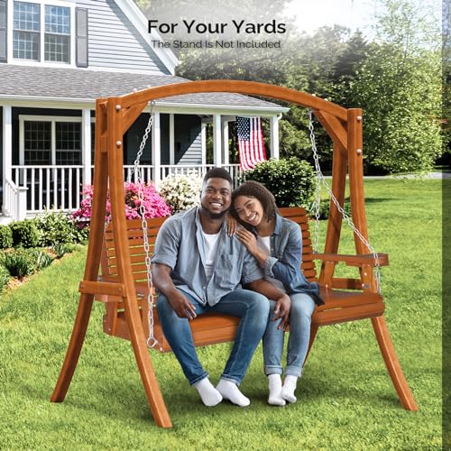XL 5 FT Pro Wooden Porch Swing with Cup Holders (Brown / 5 FT)