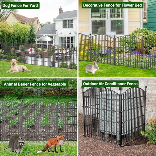 10 Panel No Dig Decorative Garden Fence with Gate 32"H x 23.6'L Dog Barrier (6.69 Sq Ft)