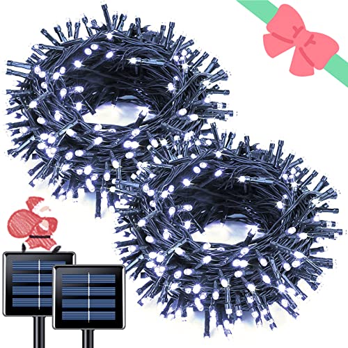 2 Pack Solar String Lights Outdoor (White / 100LED*2)