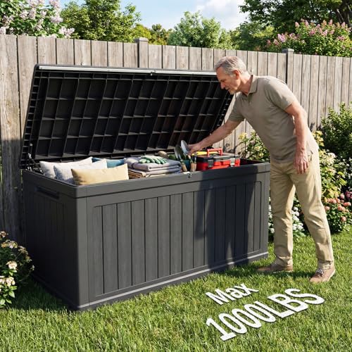 320 Gallon Outdoor Storage Deck Box (Black / 320 Gallon)