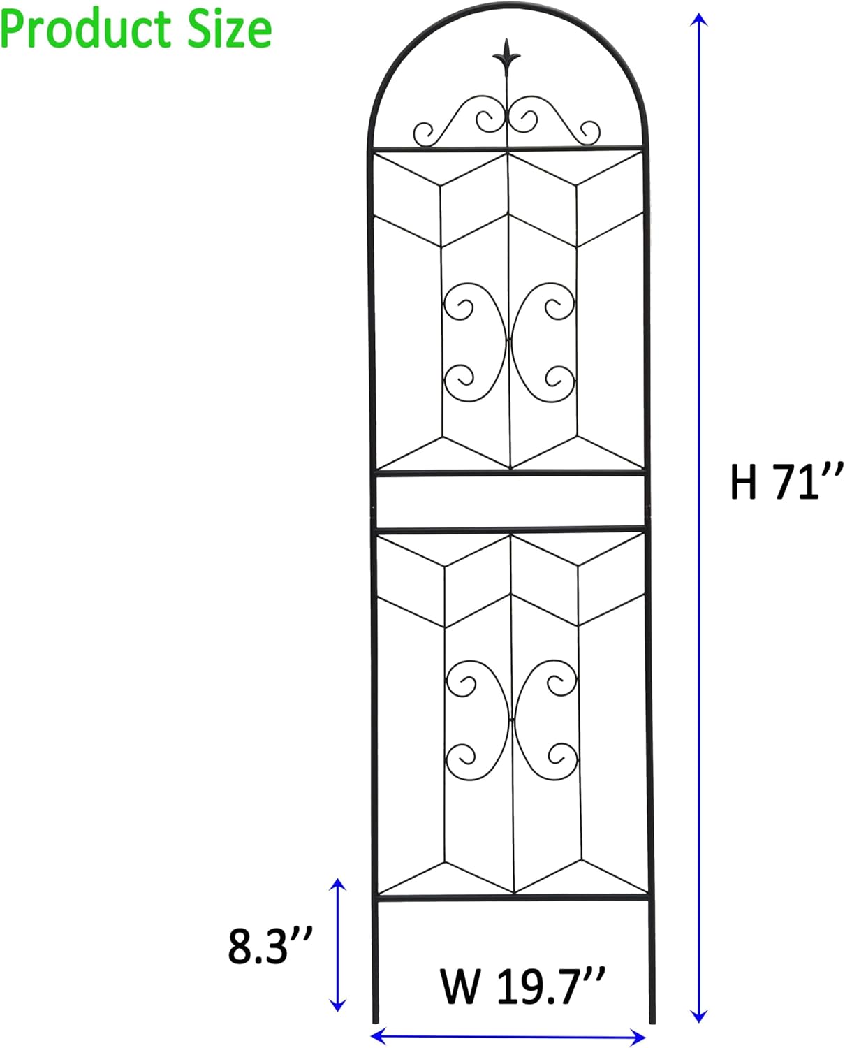 4 Pack 71x20in Garden Trellises with Black Metal Coating, Trellis for Climbing Plants Outdoor, Roses, Vines, Flowers, and Vegetables.
