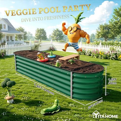 17" Tall 9 in 1 Large Raised Garden Bed Kit (Green / 8x2x1.5ft)