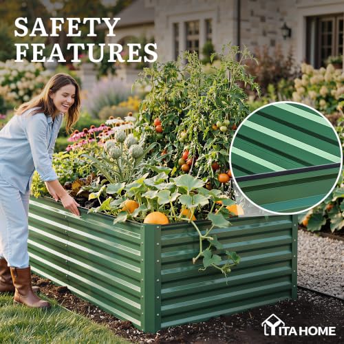 4pcs 8x4x2ft Galvanized Raised Garden Bed (8x4x2ft 4pcs / Green)
