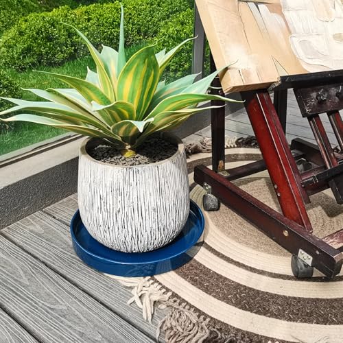 Ceramic Plant Saucer Pot Tray 14.5 Inch (14.5in(1 Pack) / blue)