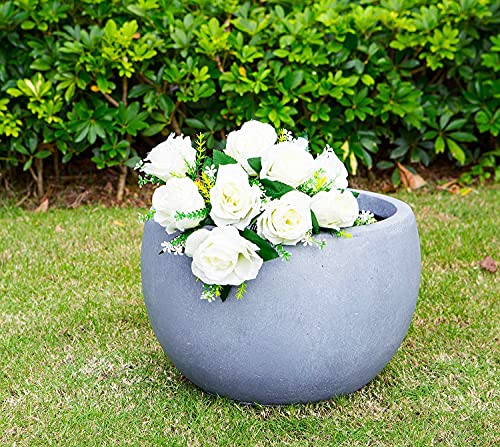 Blue Gray Concrete Planter 11.8" Dia All (Slate Gray / 11.8" d)