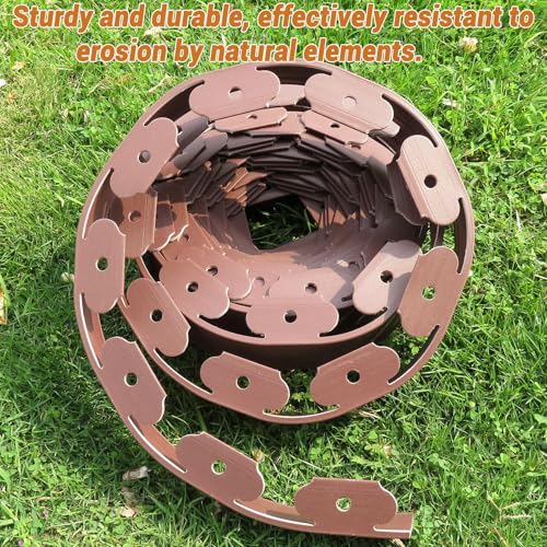 Landscape Edging (Brown-33Feet-2in / Plastic Stakes)