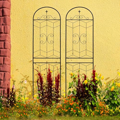 2 Pack 87x20in Garden Trellises with Black Metal Coating