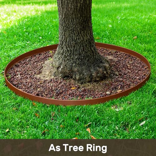 Garden Edging 49FT Landscape Edging Kit 3 Inch Height Plastic Garden Border No Dig Lawn Border for Yard Flower Bed with 30 Stakes (Brown / 3in X 49FT)