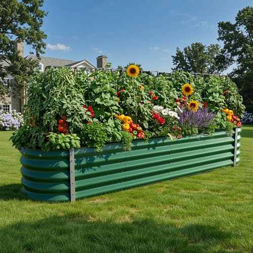 17" Tall 9 in 1 Large Raised Garden Bed Kit (Green / 8x2x1.5ft)