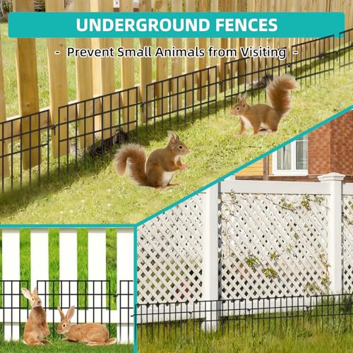 14 Panels Animal Barrier Fence (14 Panels-19.9ft(L)x13in(H) / Black)