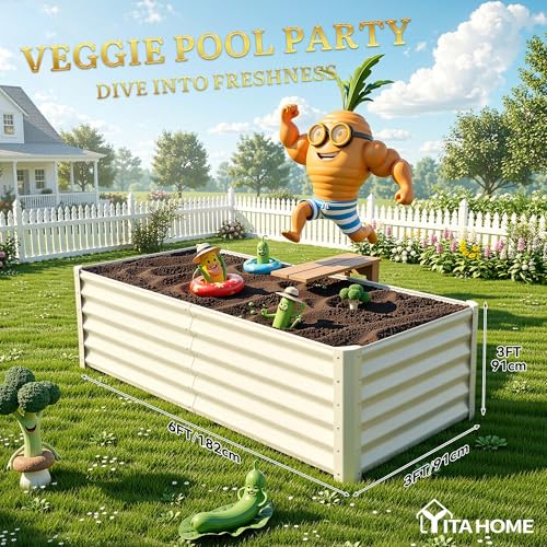 6x3x3ft Large Raised Garden Bed Kit (Cream Yellow / 6x3x3ft)