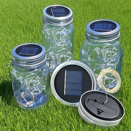 Solar Mason Jar Lid Lights 12 Pack Purple 30 LED Outdoor Decor (Purple)