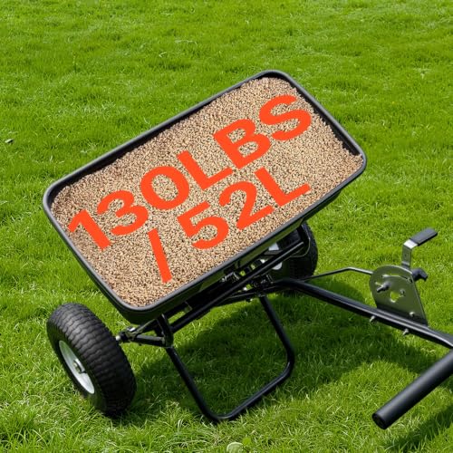 Broadcast Spreader 130 lbs Capacity Hopper Walk (130LB / Black)