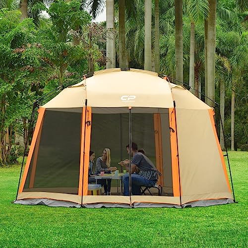 Screen House Tent 13 x 13 Ft Screened Mesh Net Wall Canopy (Beige-2 / 13'x13')