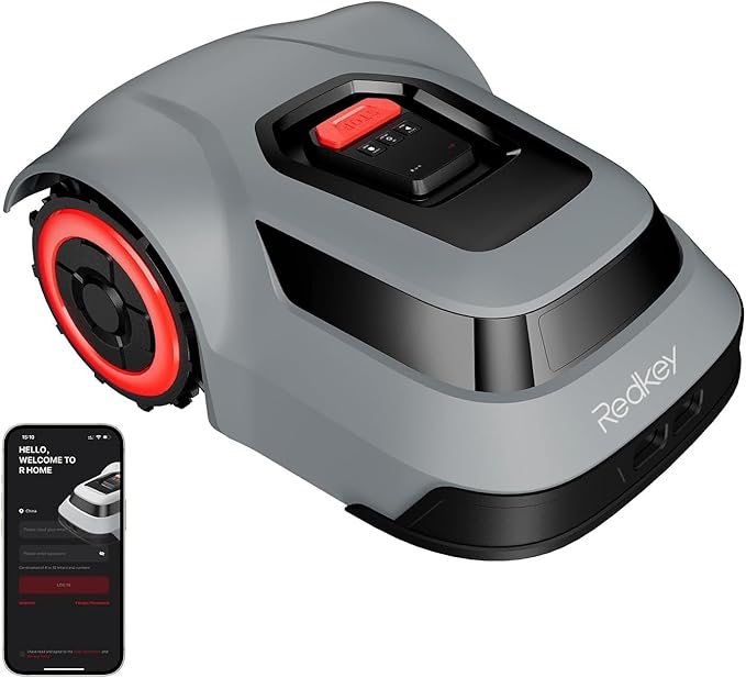 Redkey MGC1000 Robot Lawn Mower with 390ft Boundary Wires for 0.12 Acre (1/8 Acre), 45% Slope, 70Mins Runtime, Auto Recharge, Automatic Robotic Lawn Mower w/Precise Location & Breakpoint Detection