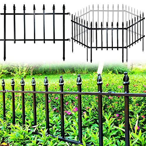 18" H x 22" W Decorative Metal Garden Border Fence (Black / 18″ H x 18.3 ft (10 Panels))